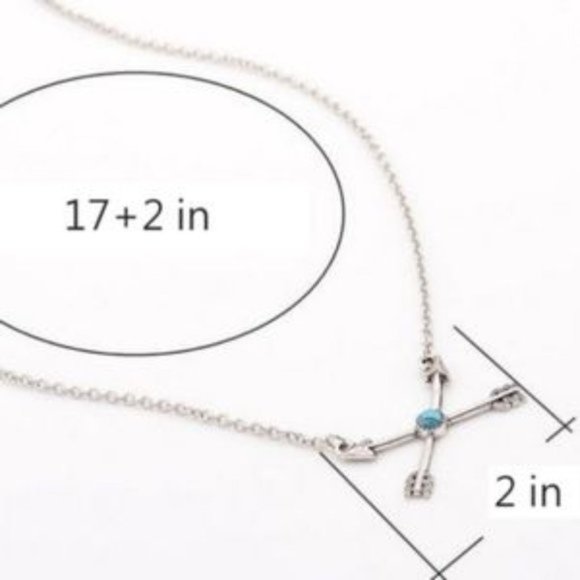 🇺🇸3/$30 Turquoise Silver Arrow Clavicle Necklace - Picture 2 of 3